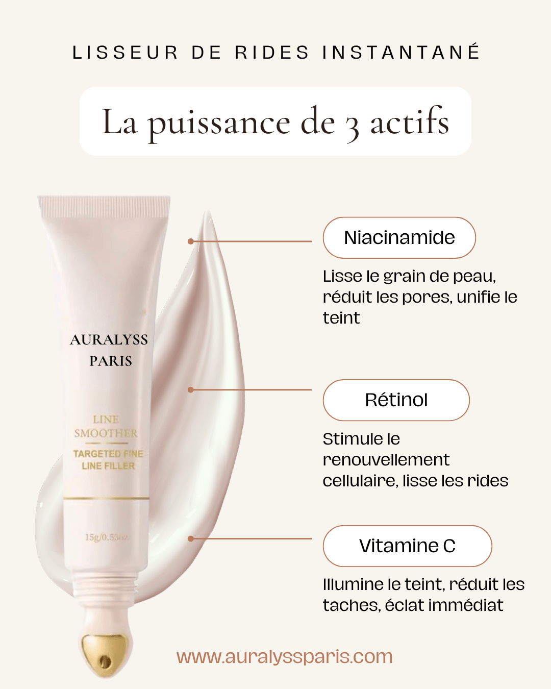Application lisseur rides front pattes oie